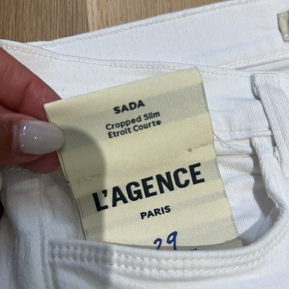 L'AGENCE Sada High Rise Cropped Straight Jeans in Blanc Women's Size 29 - Picture 4 of 9